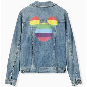 Torrid Disney Mickey Mouse Rainbow Denim Jacket Medium Wash Size 4/4X NWT